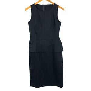 Ellen Tracy Peplum Sheath Black Dress Size 2